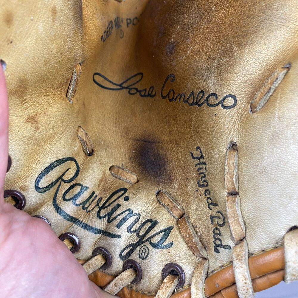 Vintage Rawlings RBG36 Jose Canseco 12 Inch Leather Baseball Glove Basket Web Mi - Picture 5 of 6